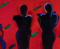 Three Facing West, 1989 and Zulu Red , 1988 (two works)