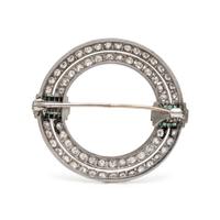ART DECO, DIAMOND AND SYNTHETIC EMERALD CIRCLE BROOCH