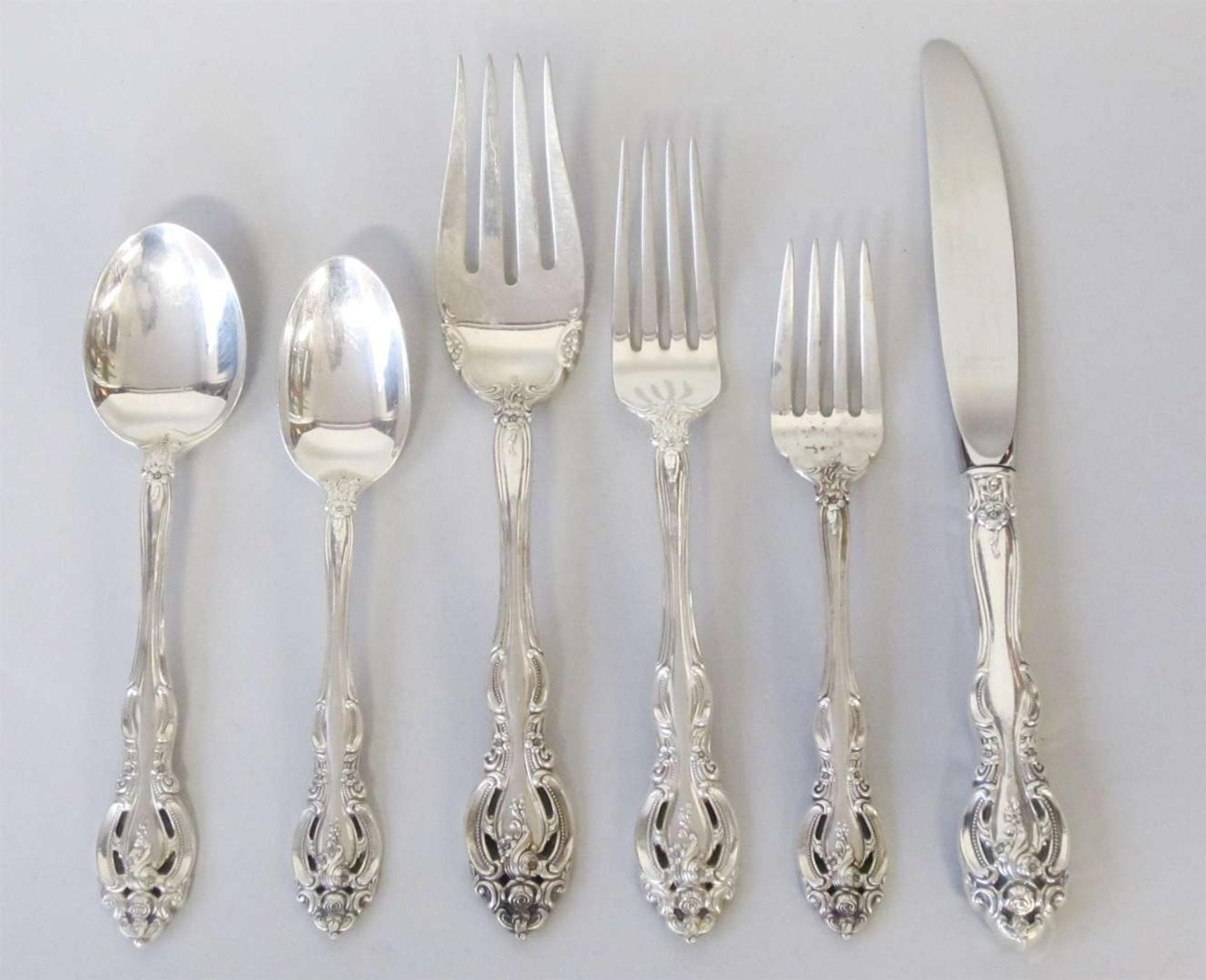 Partial sterling silver flatware service gorham corporation, providence, ri, 20th century