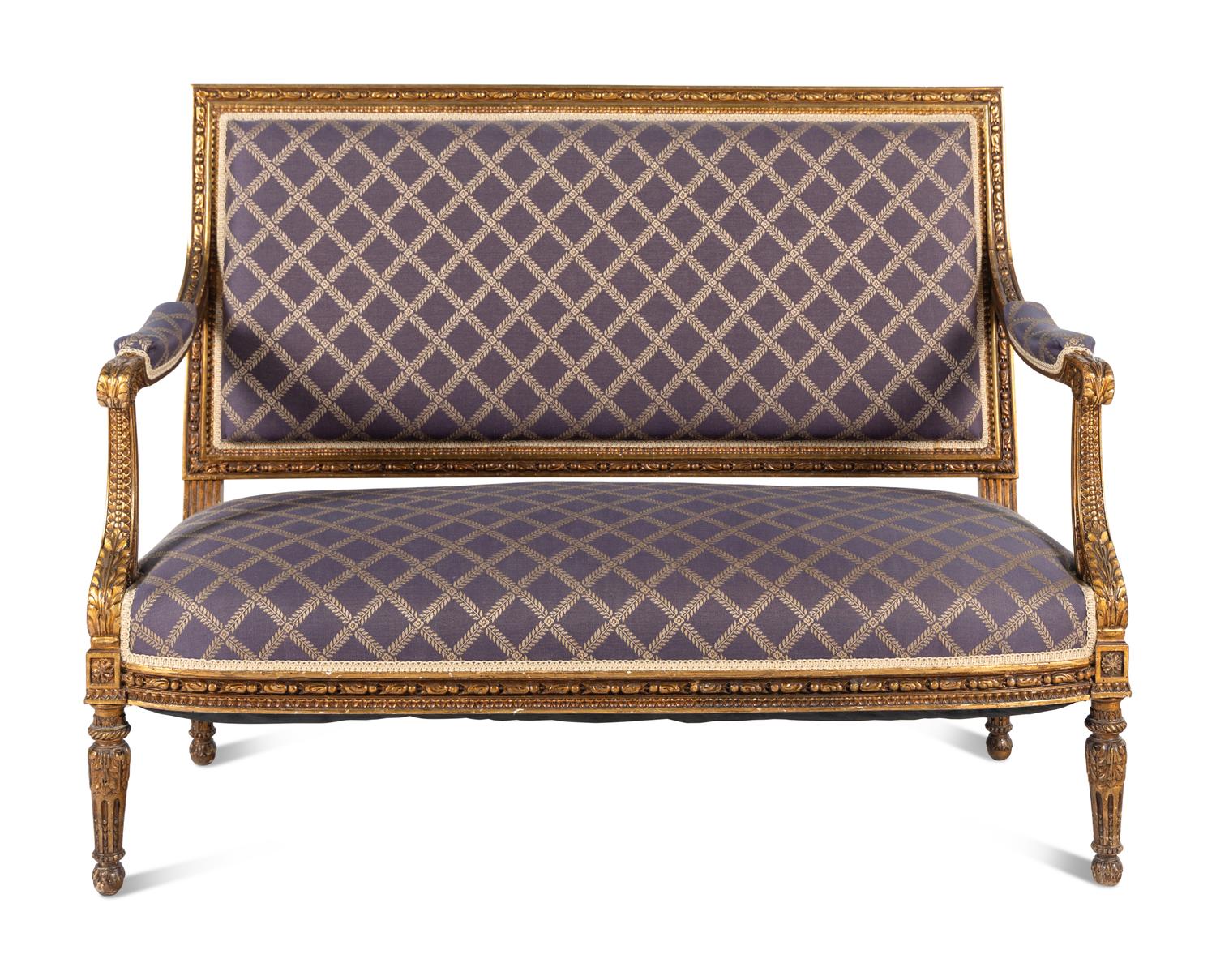 A Louis XVI Style Giltwood Sofa