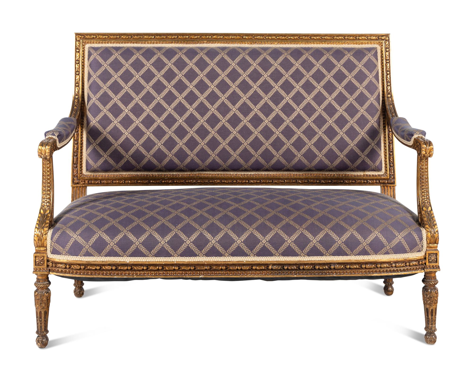 A Louis XVI Style Giltwood Sofa