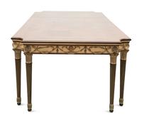 An Italian Painted and Parquetry Mahogany-Top Dining Table
