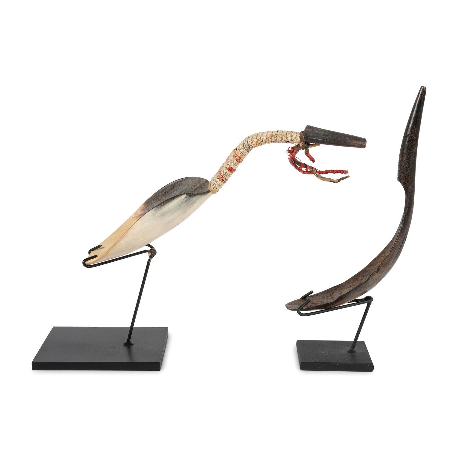 Plains Quilled Horn Spoon AND Northwest Coast Carved Horn Spoon