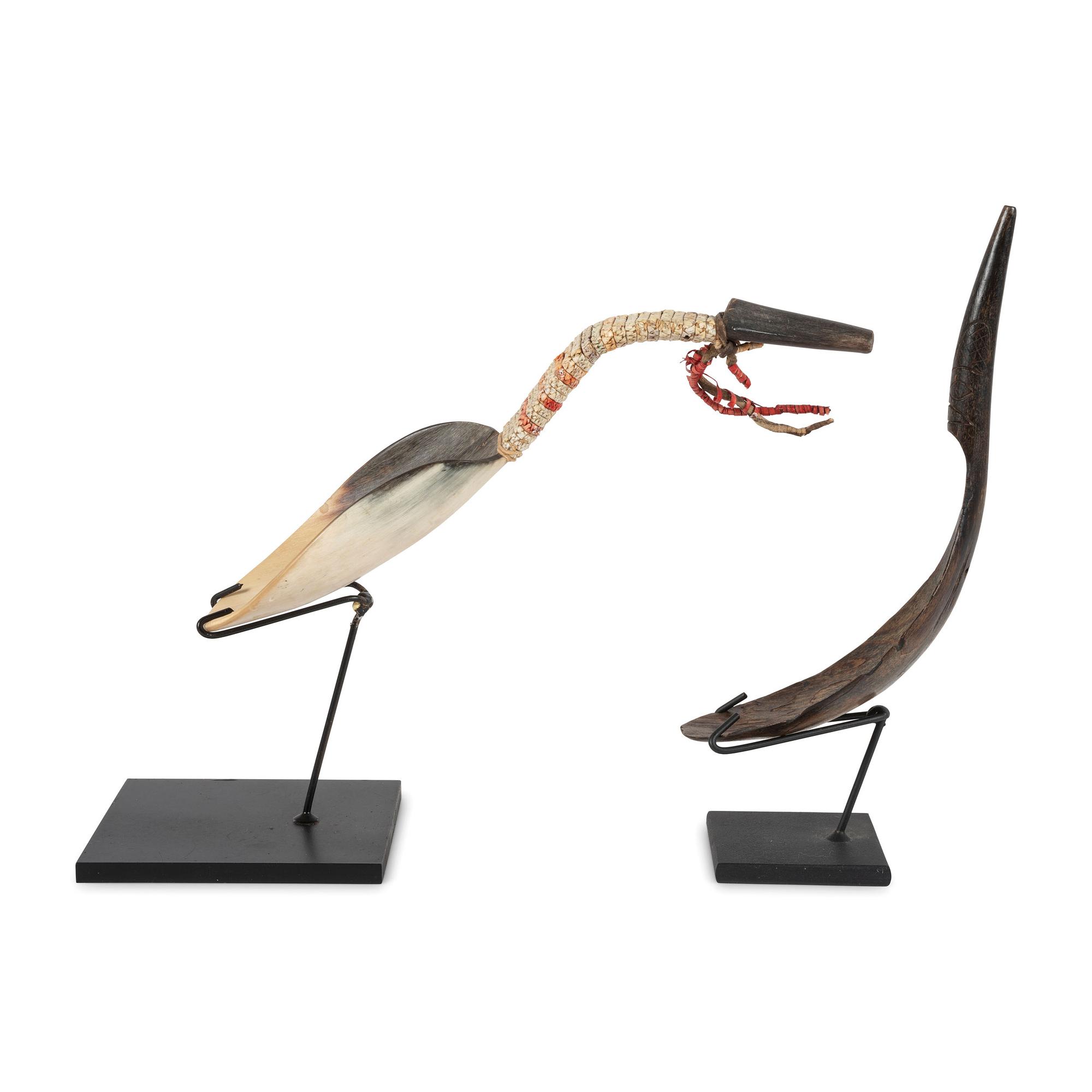 Plains Quilled Horn Spoon AND Northwest Coast Carved Horn Spoon