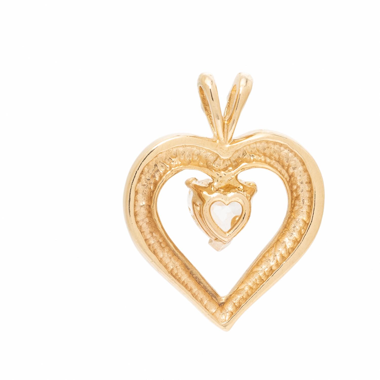 Diamond and Yellow Gold Heart Pendant