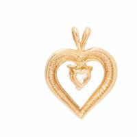 Diamond and Yellow Gold Heart Pendant