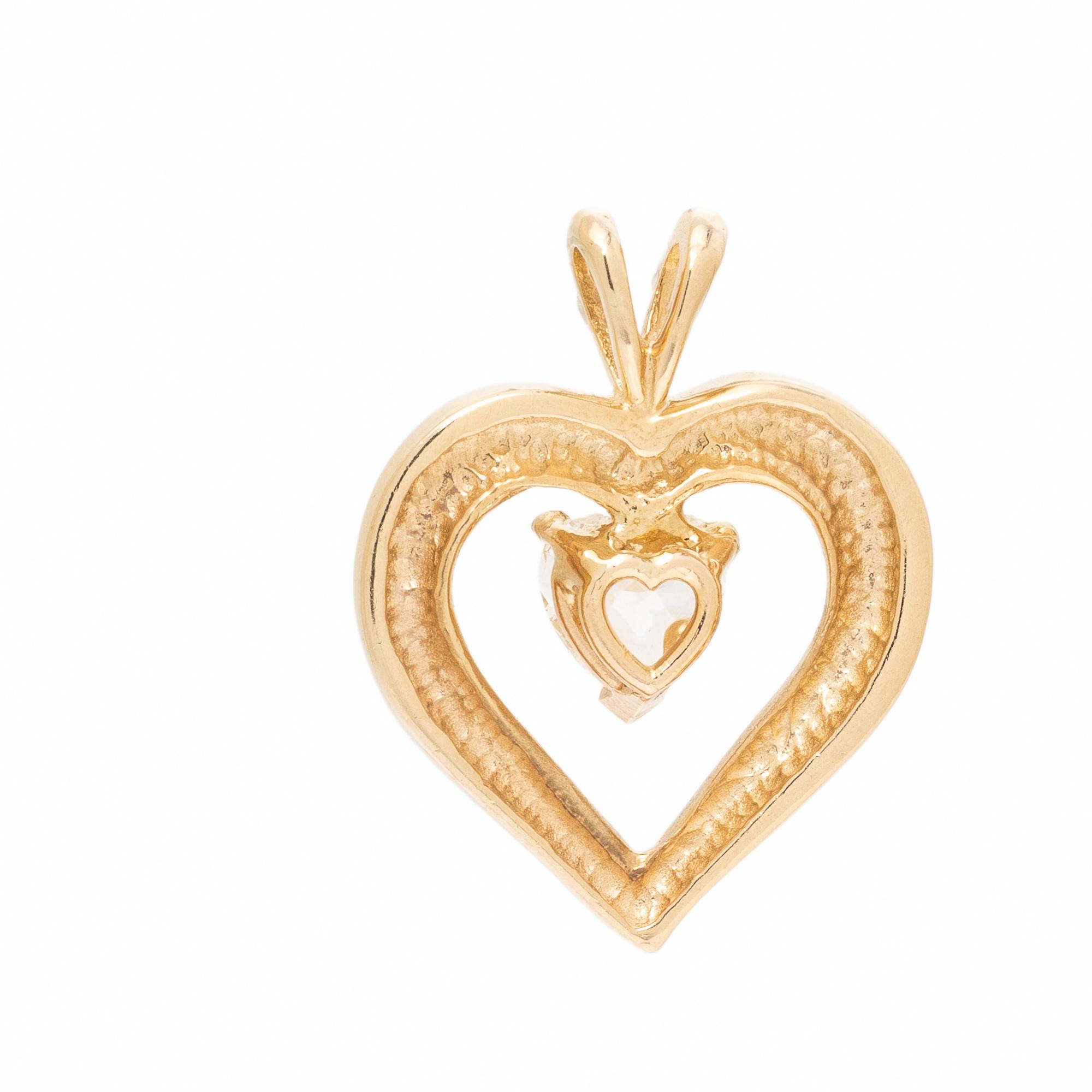 Diamond and Yellow Gold Heart Pendant