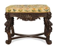 A Continental Carved Walnut Tabouret