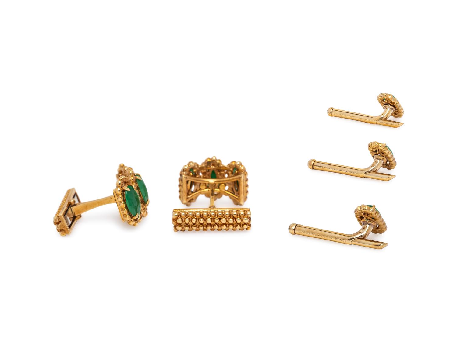 FRENCH, JADE AND YELLOW GOLD DRESS SET