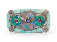 An 18 Karat Yellow Gold, Platinum, Sapphire, Diamond and Opal Brooch, David R. Freeland, Jr.,