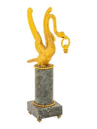 A Continental Bronze and Marble Swan Ornament