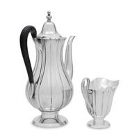 An American Silver Coffee Pot and Creamer