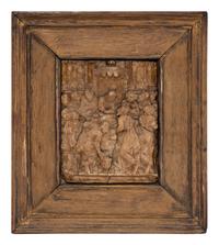 Two South Netherlandish Gilt Decorated Carved Alabaster Relief Plaques