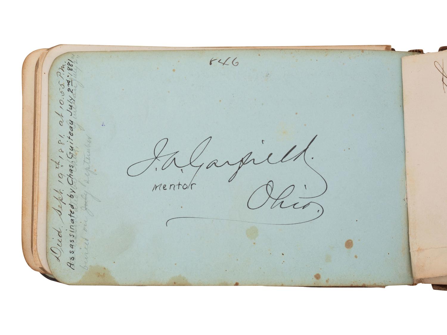 HAYES, Rutherford B. (1822-1893). Autograph book featuring signature of Hayes ("R.B. Hayes"), as President, and members of his cabinet and the 45th US Congress.