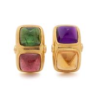 SCHLUGER, MULTIGEM AND DIAMOND EARCLIPS
