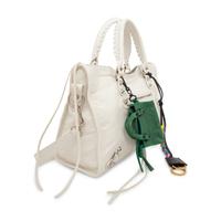 BALENCIAGA, WHITE MEDIUM CITY BAG WITH CHARMS