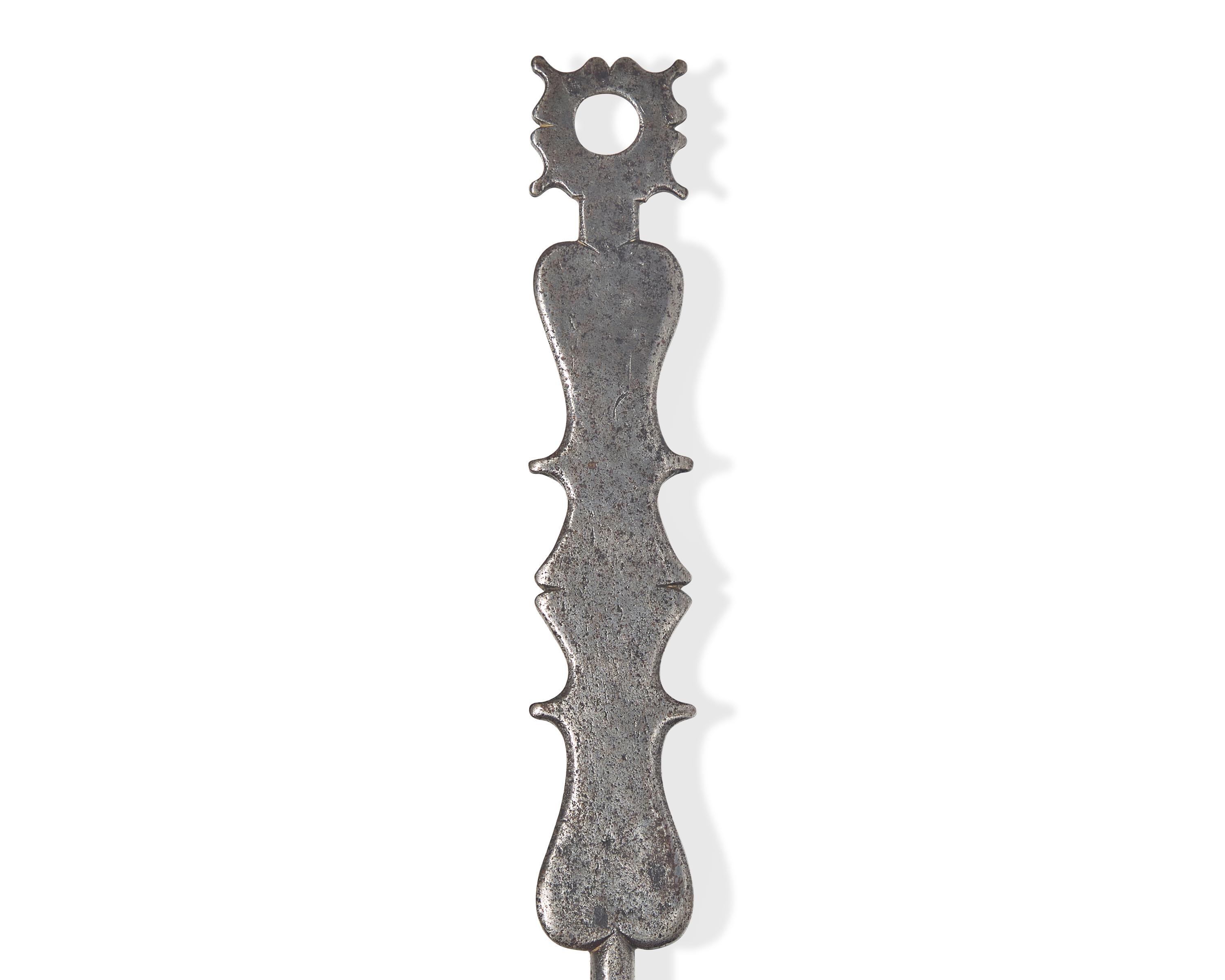 An Assorted Group of Six Wrought Iron Kitchen and Fireplace Accessories, Most French or Flemish, 18th and Early 19th Century