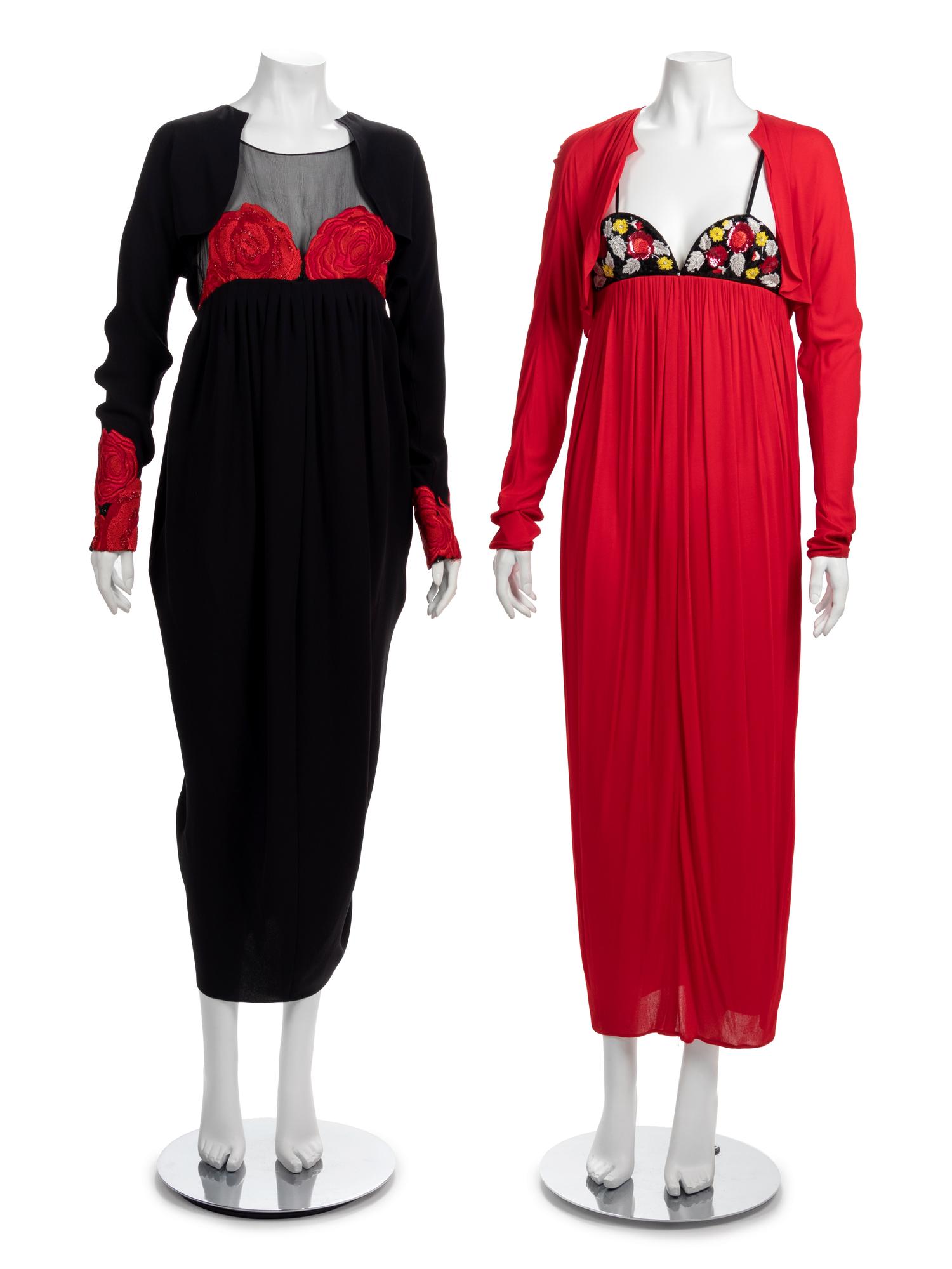Two Geoffrey Beene Dresses with Jackets, Spring 1989