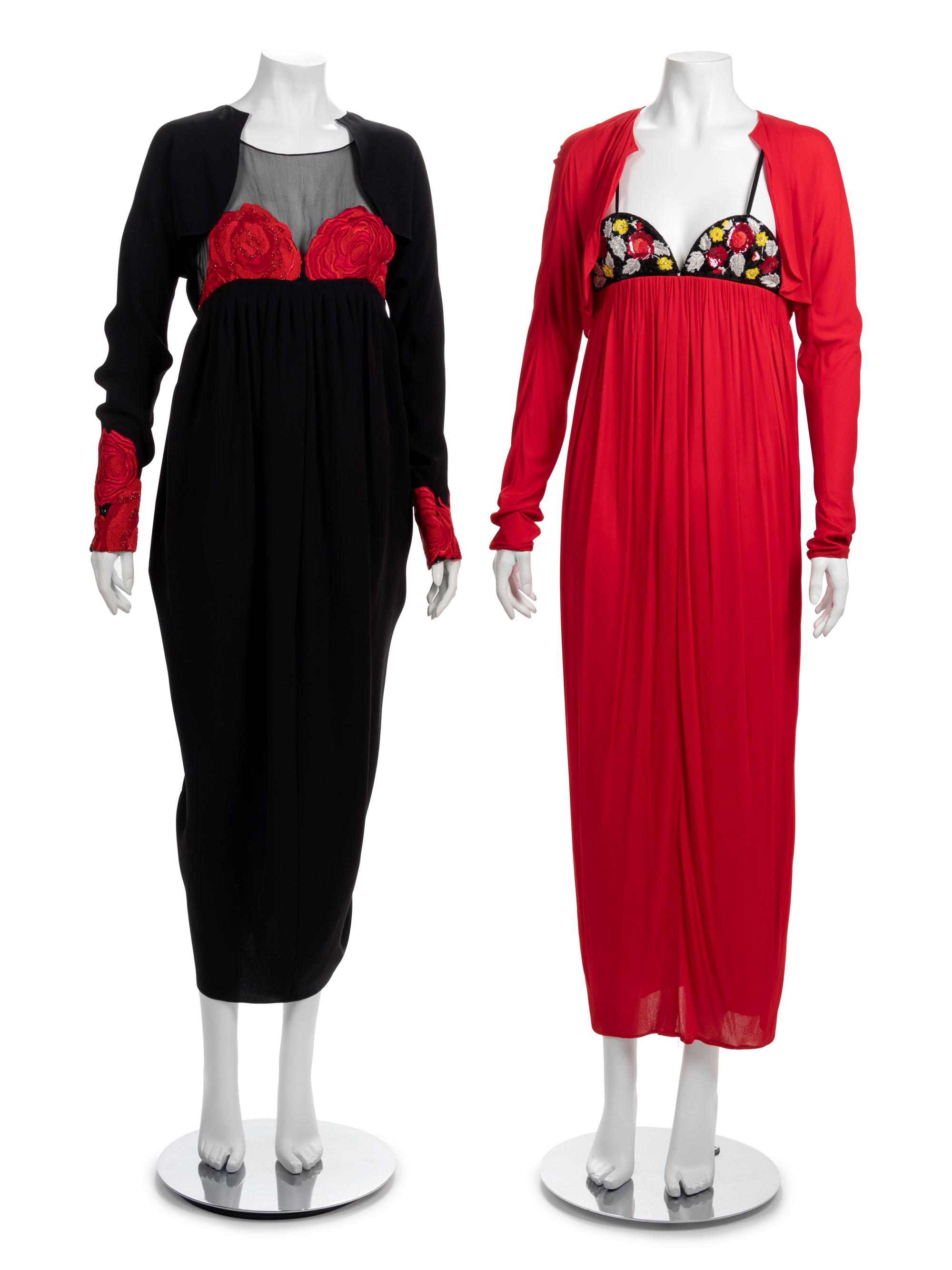 Two Geoffrey Beene Dresses with Jackets, Spring 1989