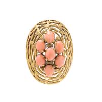 YELLOW GOLD AND CORAL BROOCH