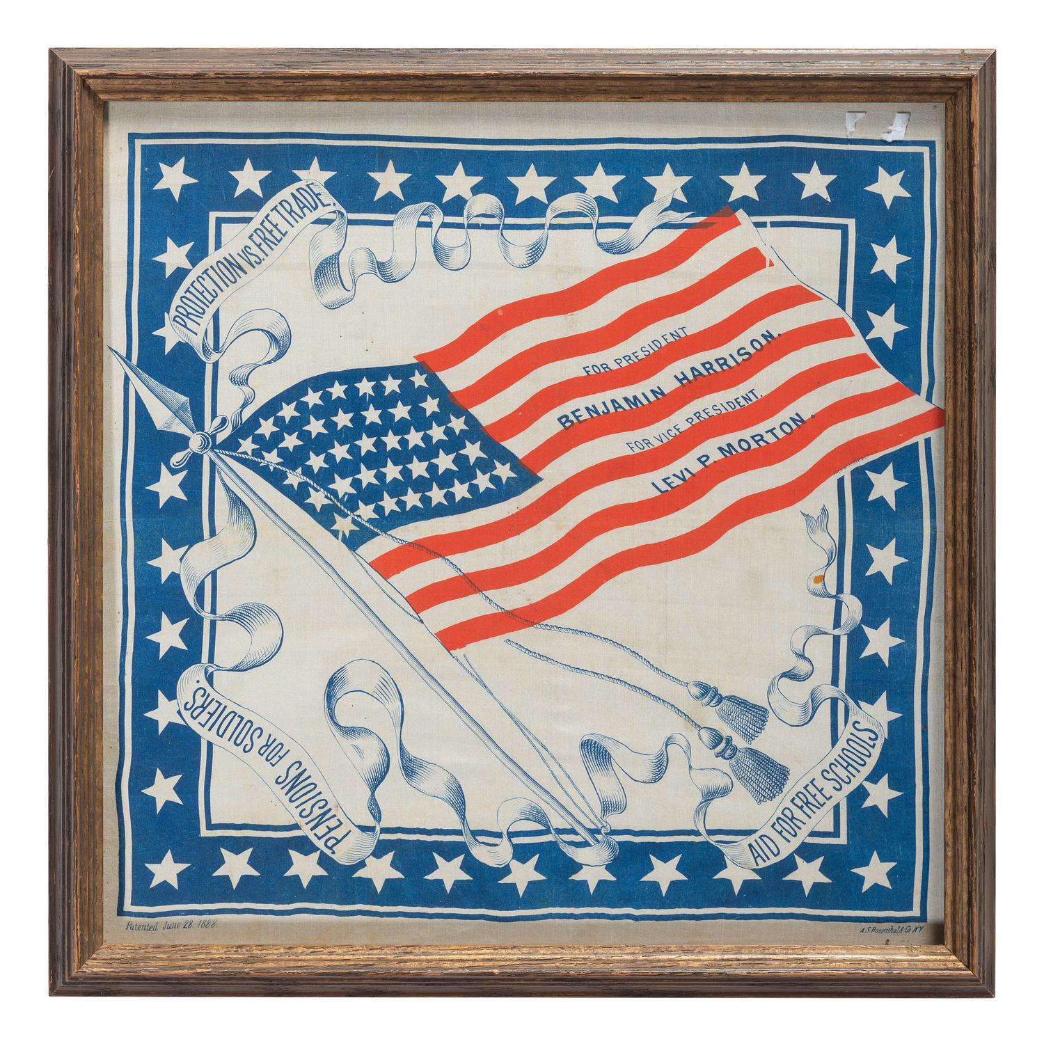 A Harrison and Morton American Flag Campaign Banner