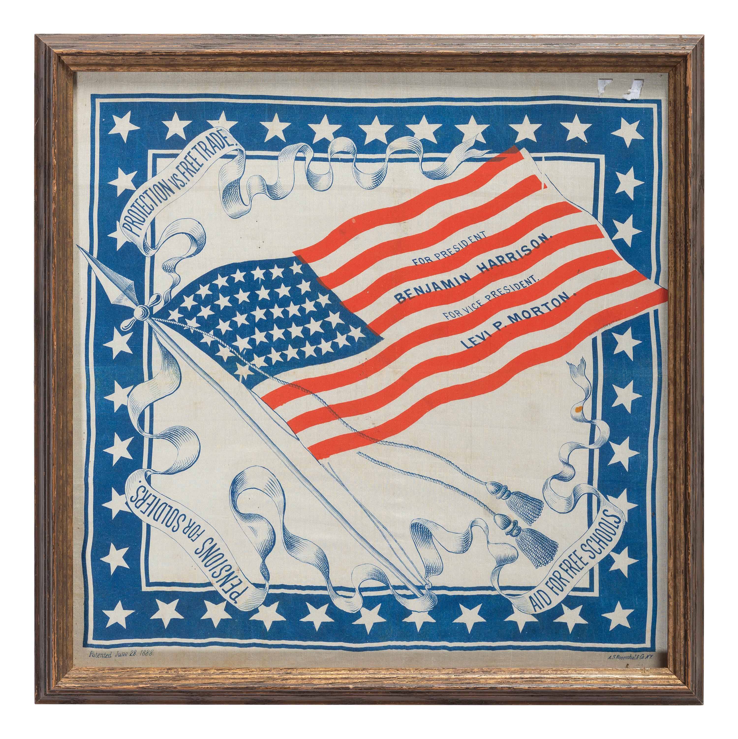 A Harrison and Morton American Flag Campaign Banner