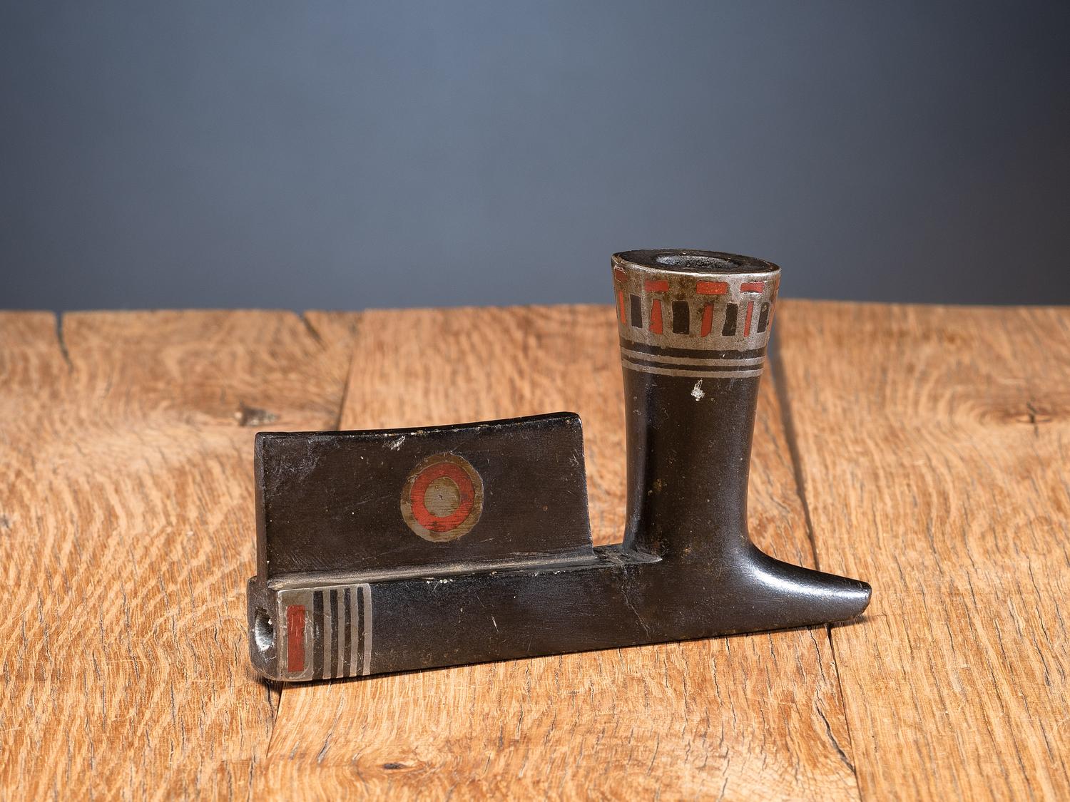 Western Great Lakes Puzzle Pipe Stem, with Inlaid Steatite Bowl