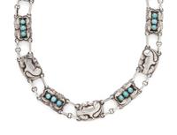 GEORG JENSEN, STERLING SILVER AND TURQUOISE NECKLACE