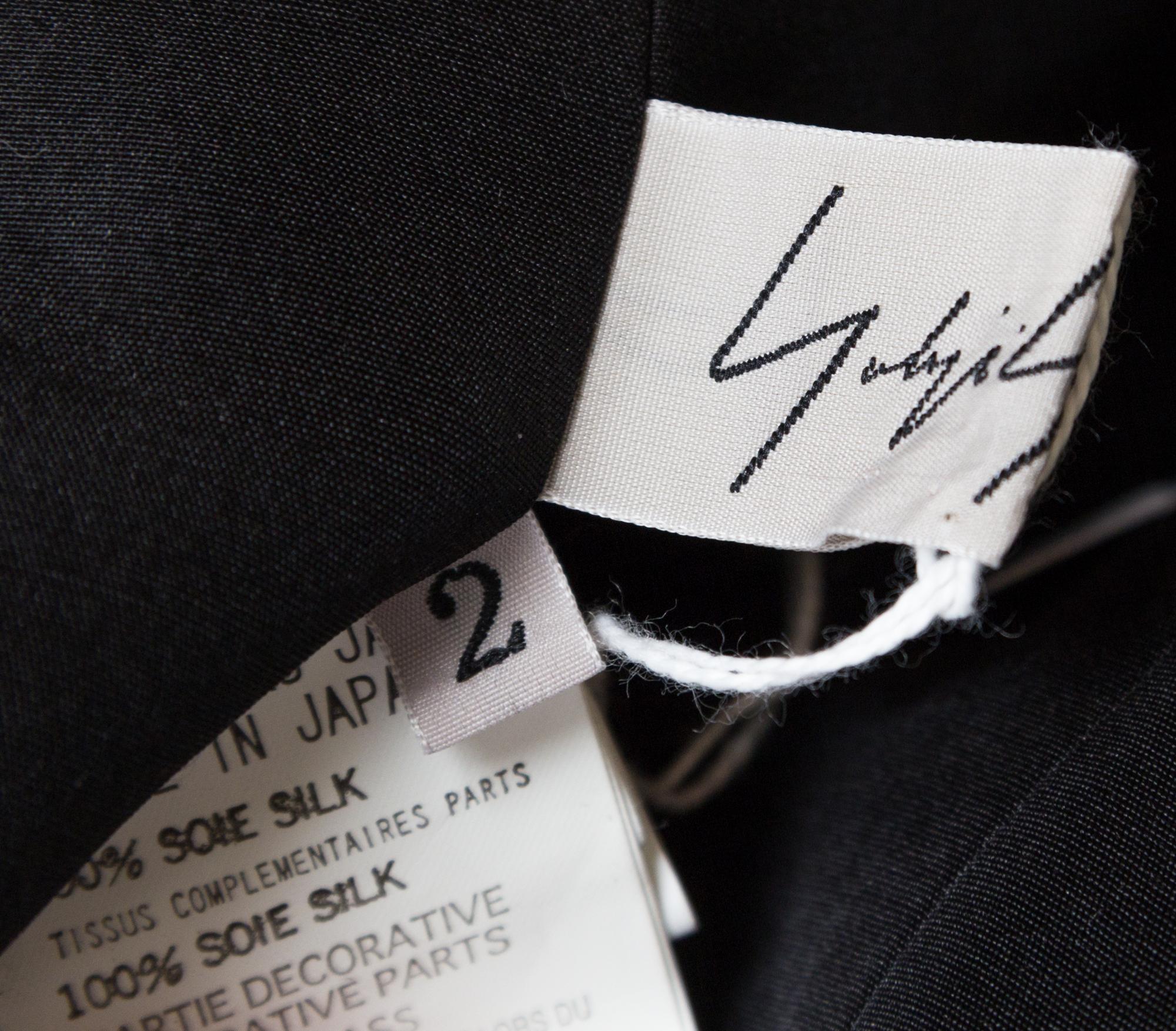 A Yohji Yamamoto Black Silk Strapless Gown, Size 2.