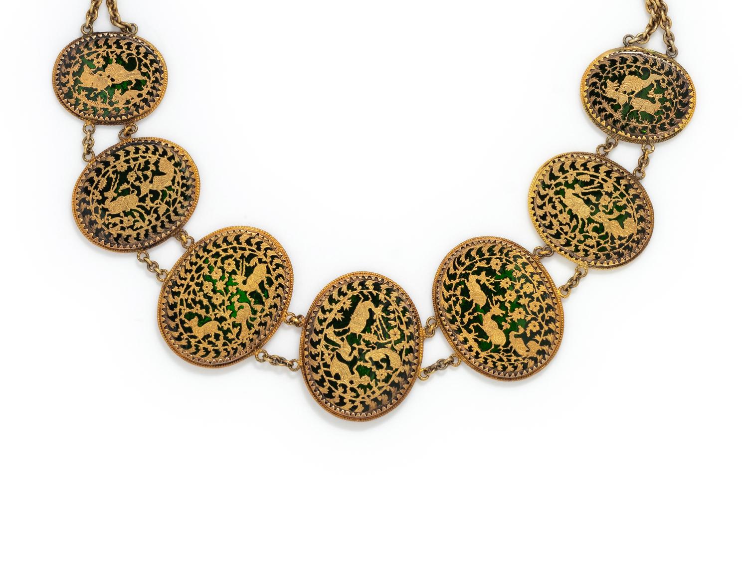 ANTIQUE, PERTABGHAR ENAMEL NECKLACE