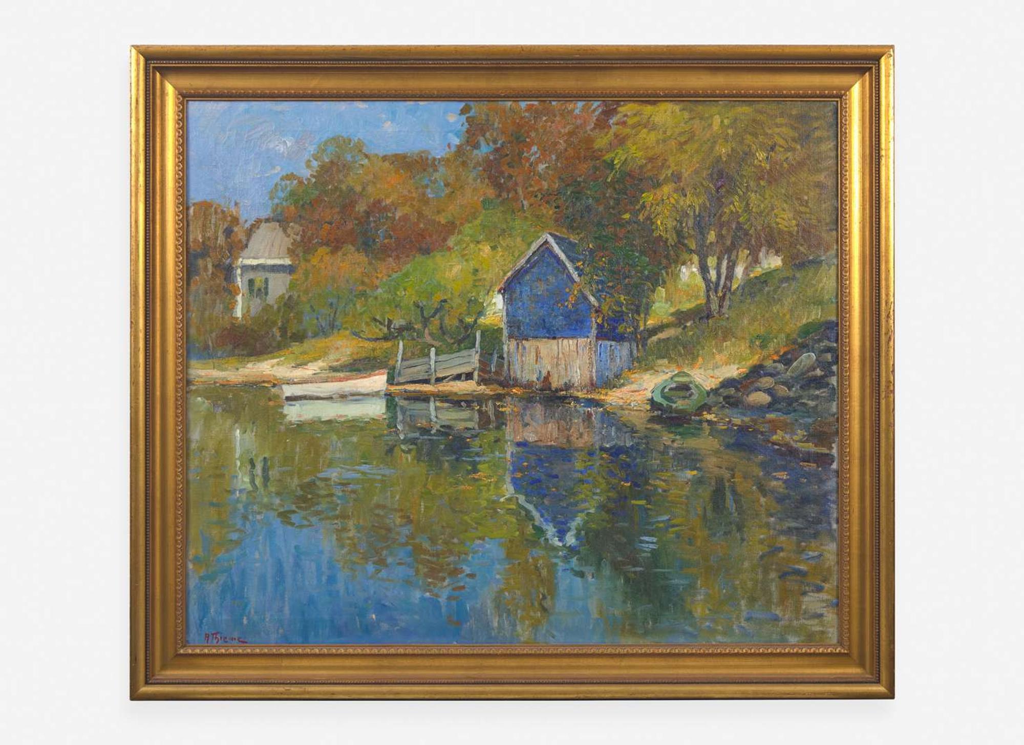 Anthony Thieme (American, 1888-1954) - The Blue Boathouse, Autumn