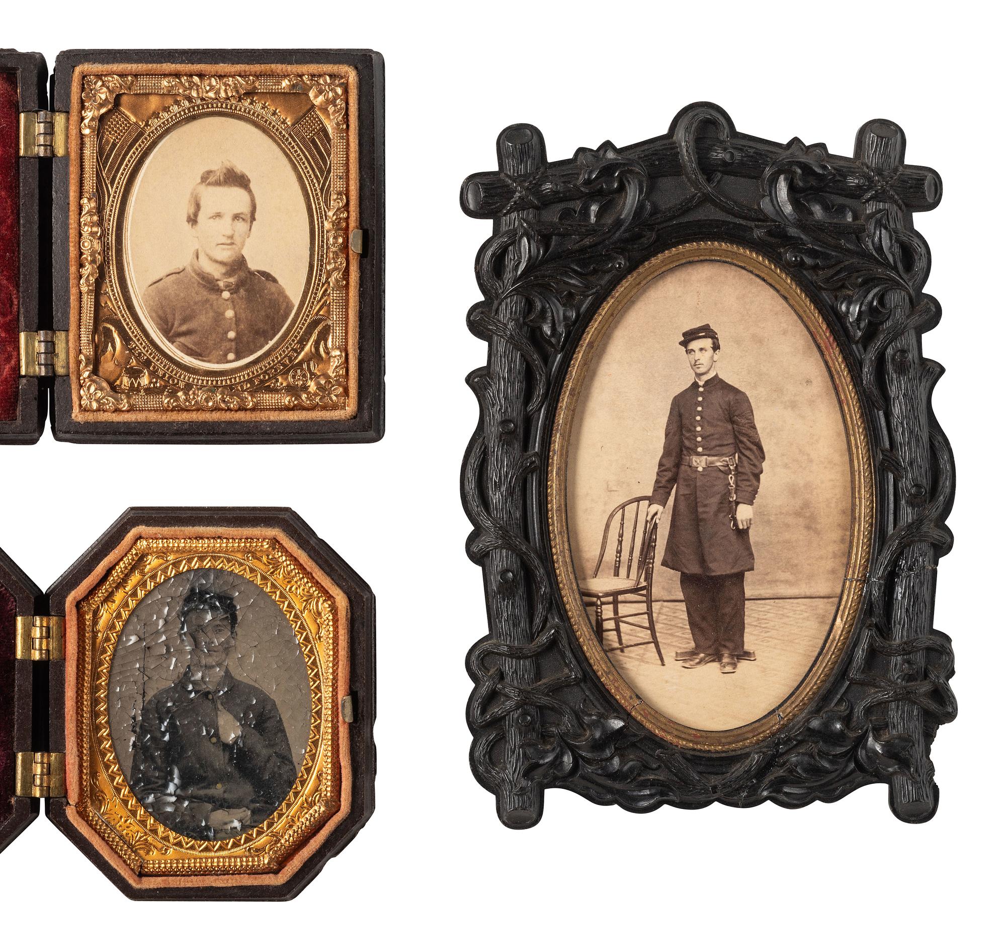 [CIVIL WAR]. 7 portraits of soldiers, most housed in Union cases incl. some glass window examples.