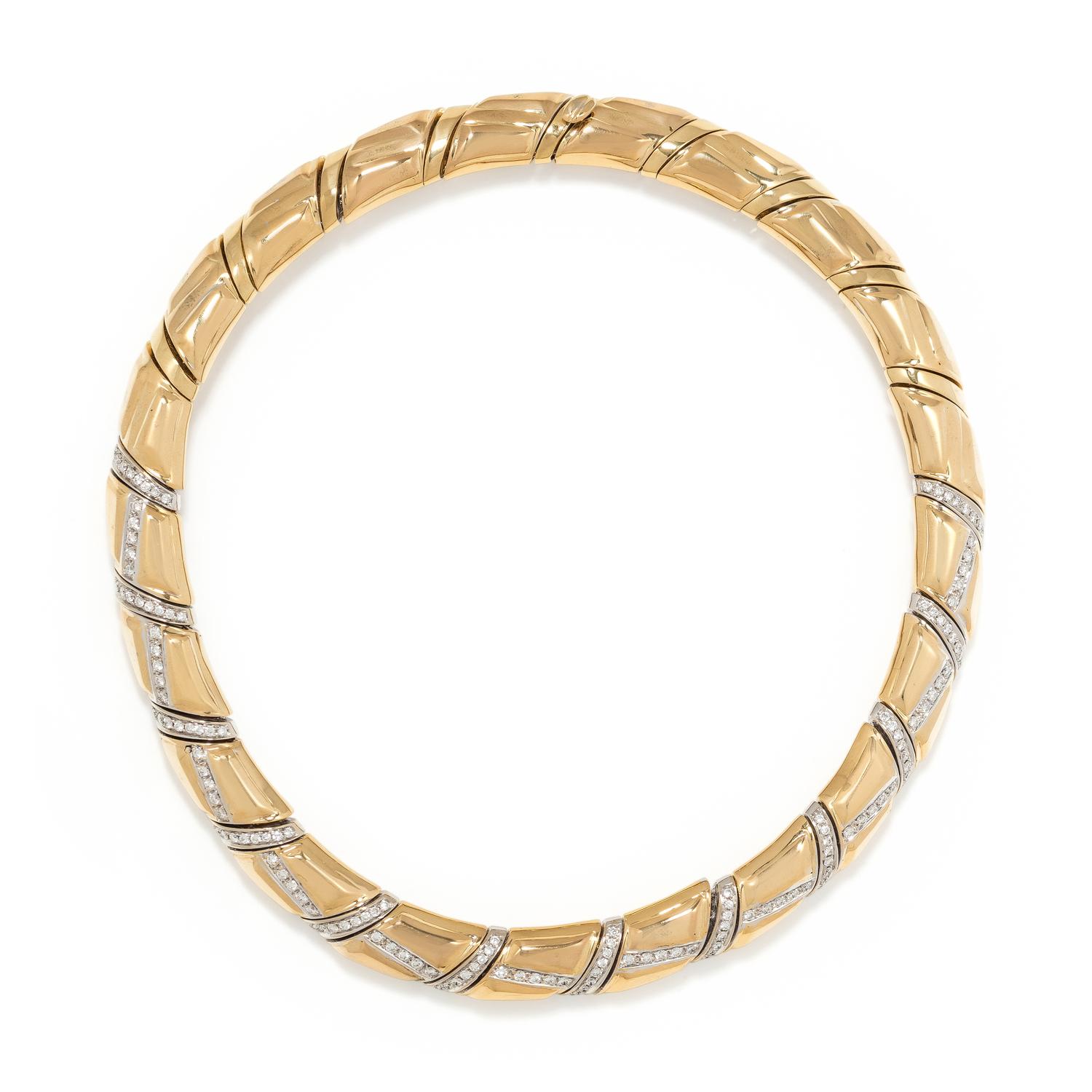 BICOLOR GOLD AND DIAMOND COLLAR NECKLACE