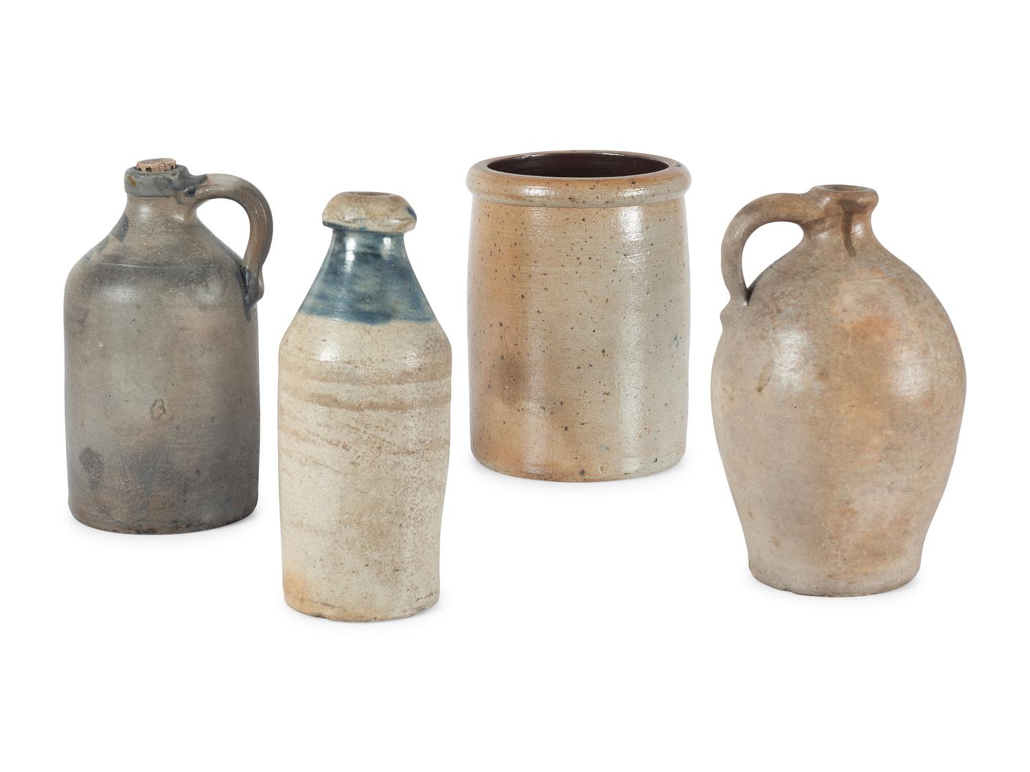 Three Stoneware Jugs and One Crock