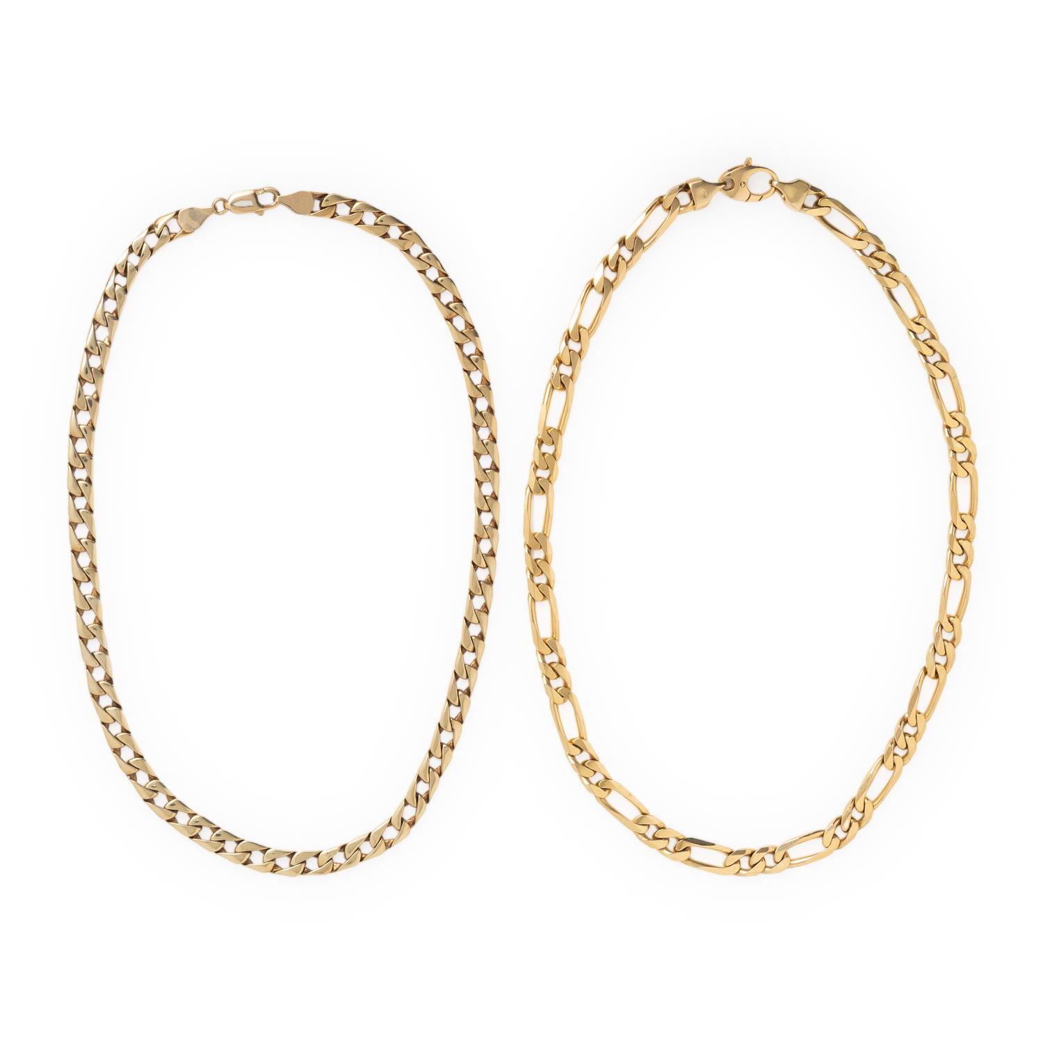 TWO YELLOW GOLD NECKLACES