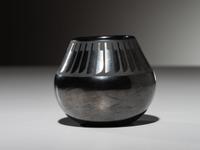 Blackware Pottery Jar, with Gunmetal Finish October 1965