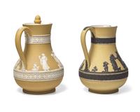 Two Wedgwood Yellow-Ground Ewers
