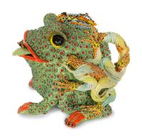 A Whimsical Painted and Glazed Ceramic Frog Pitcher