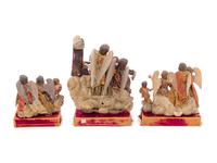 Three Spanish Colonial Carved Wood Figural Groups