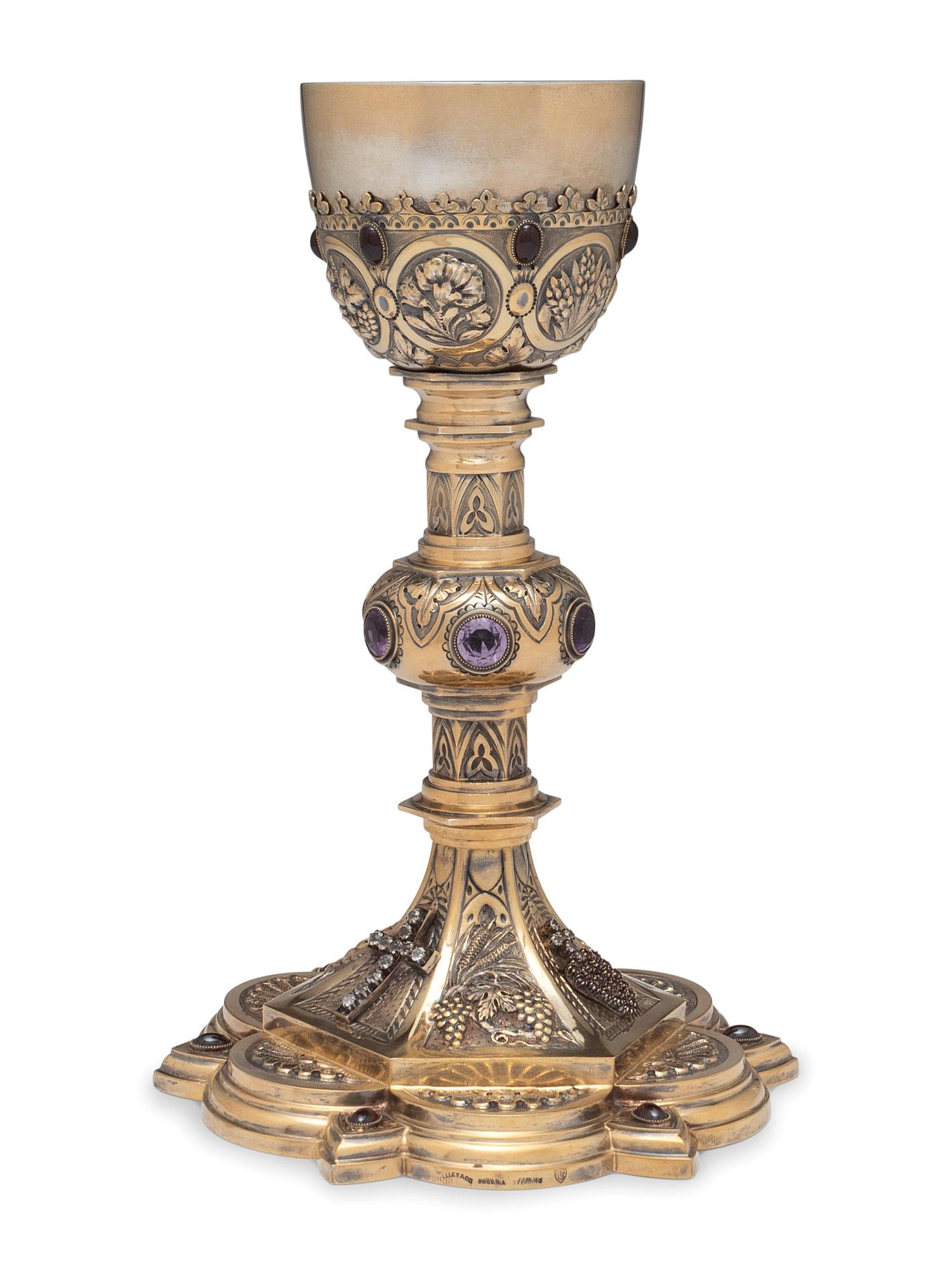 An American Silver and Jewel-Mounted Communion Chalice