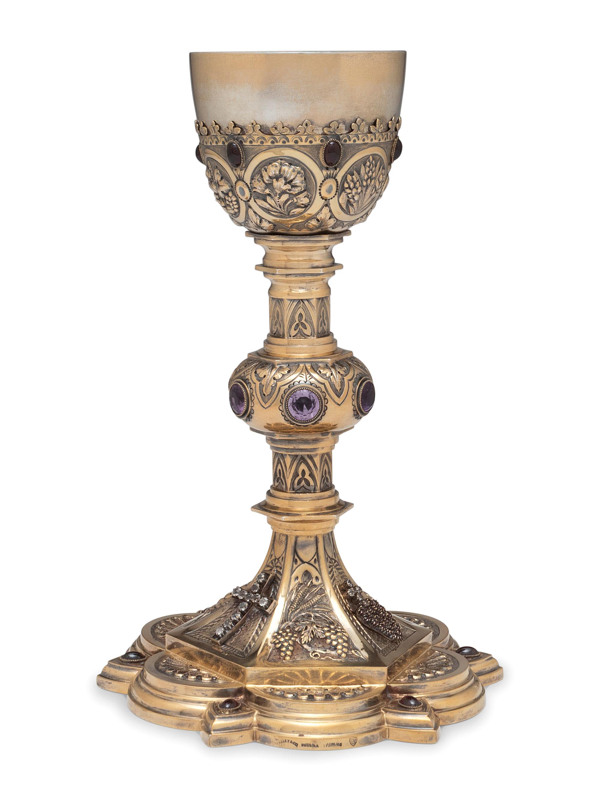 An American Silver and Jewel-Mounted Communion Chalice