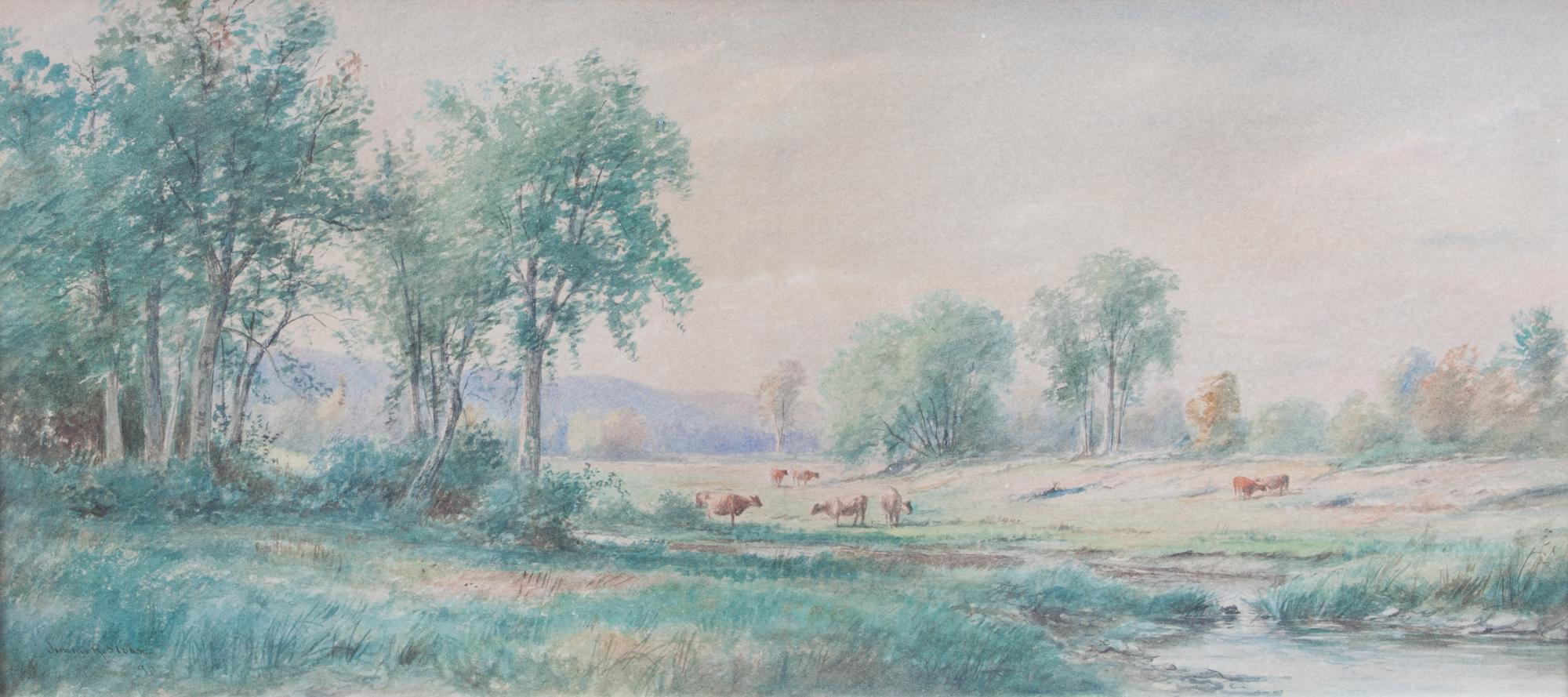 Junius Sloan, (American, 1827-1900), Sheep in a Landscape, 1891