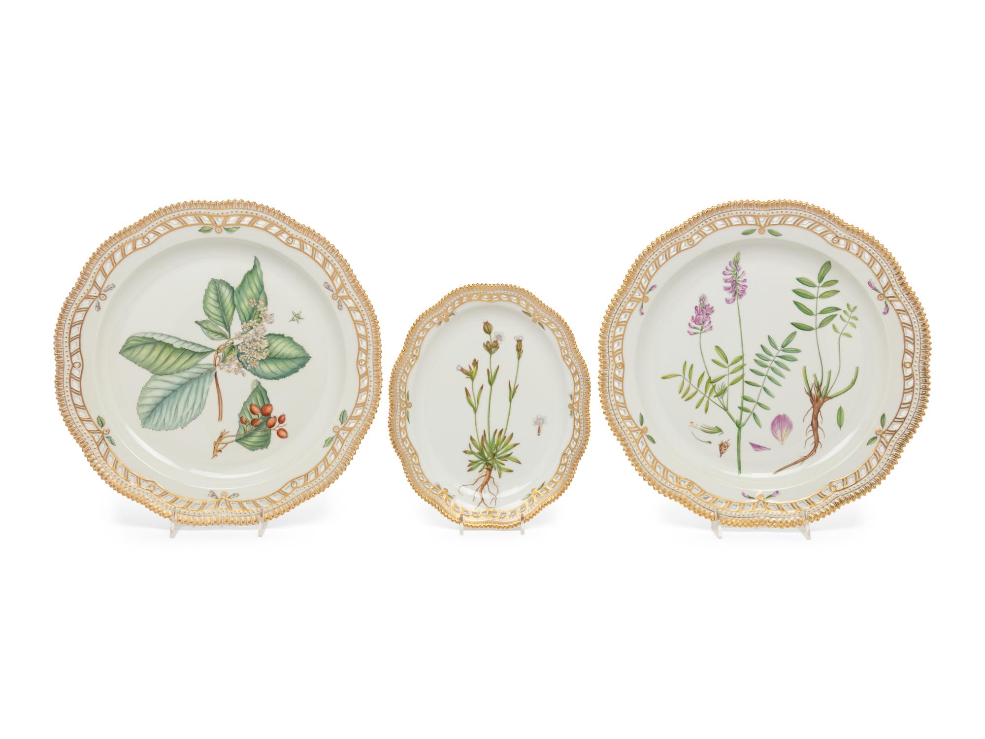 Three Royal Copenhagen Flora Danica Platters