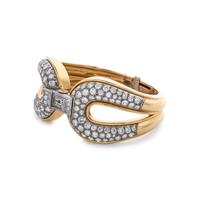 YELLOW GOLD, PLATINUM AND DIAMOND WATCH BANGLE BRACELET