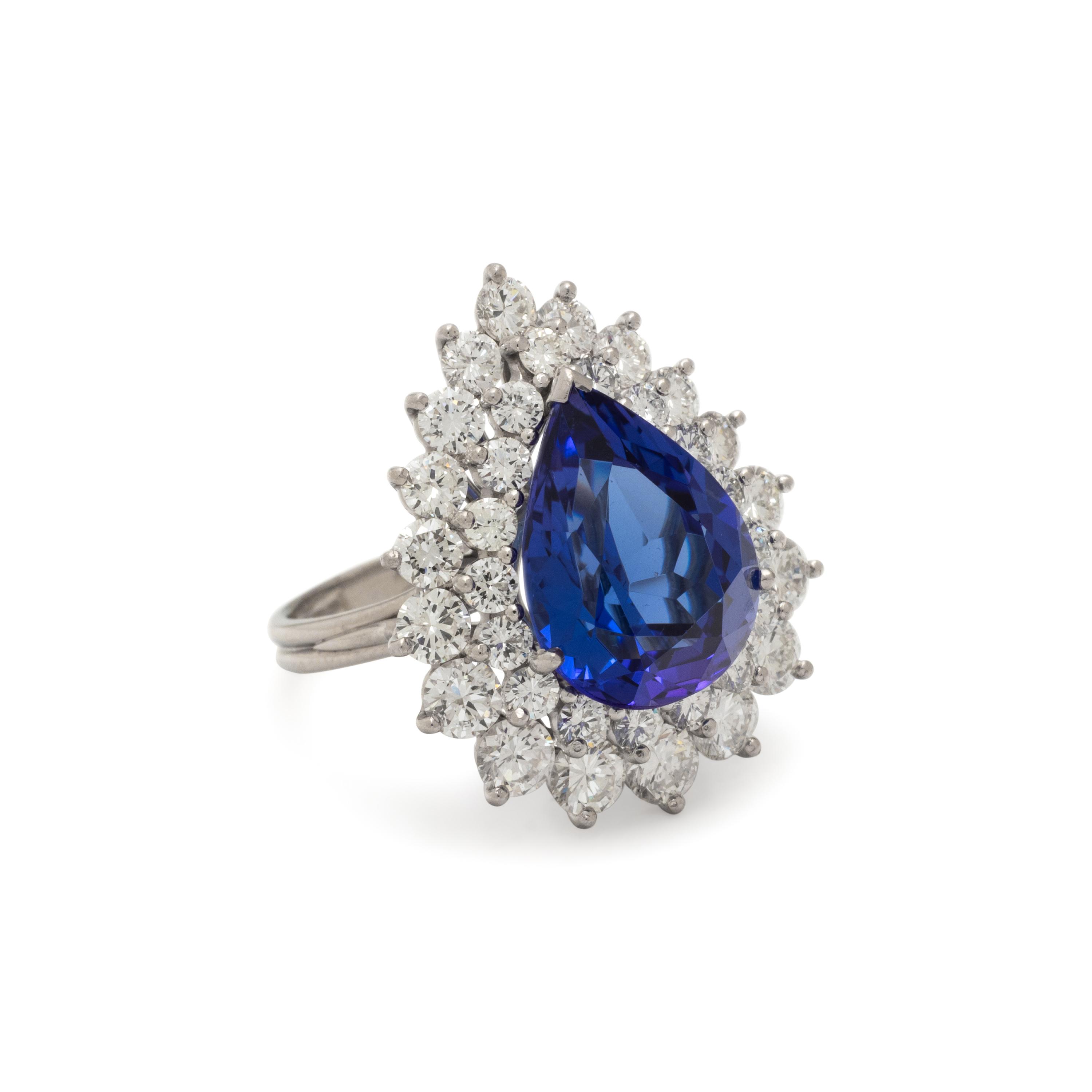 TIFFANY & CO., TANZANITE, DIAMOND, AND PLATINUM RING
