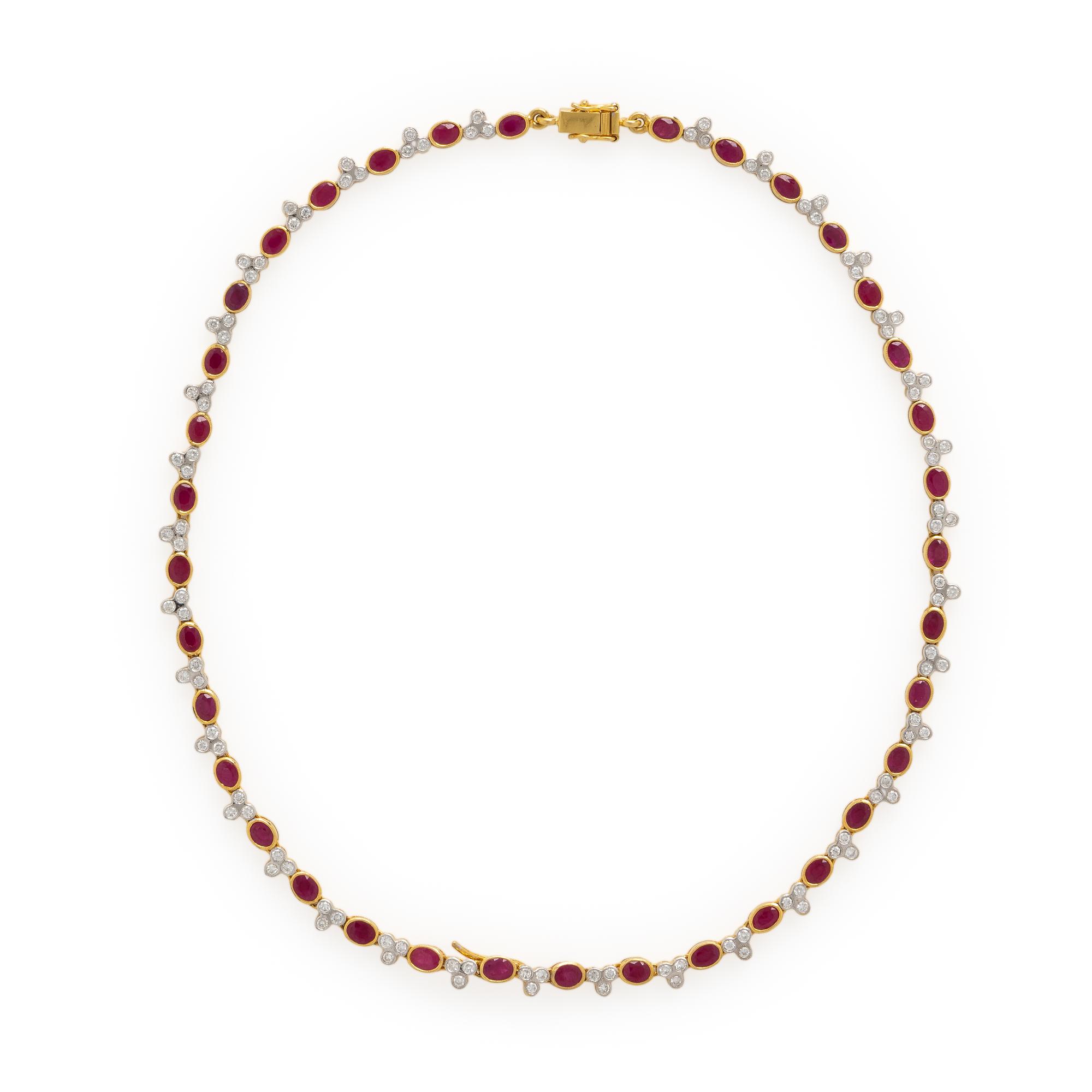 Ruby, Diamond, and Yellow Gold Necklace