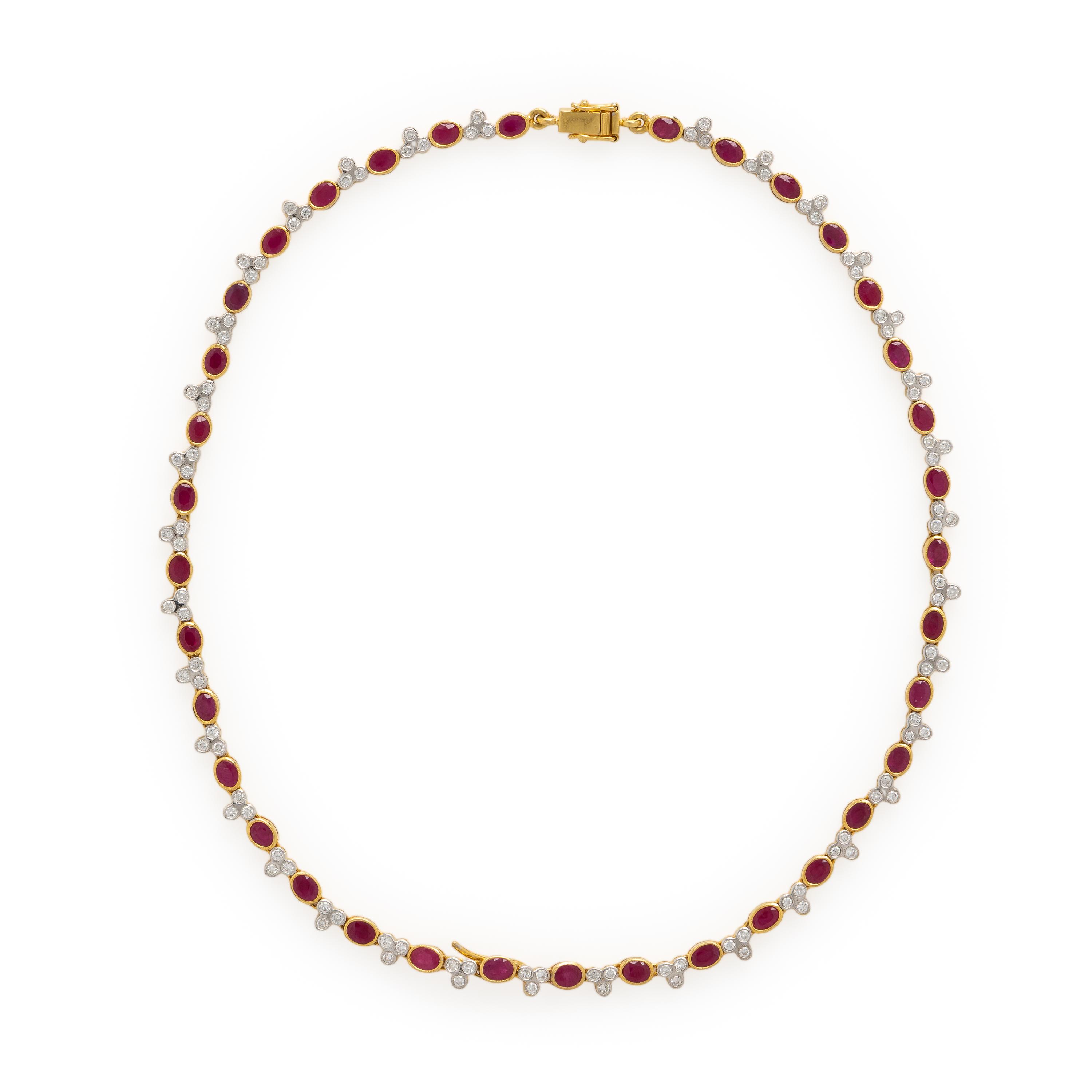 Ruby, Diamond, and Yellow Gold Necklace