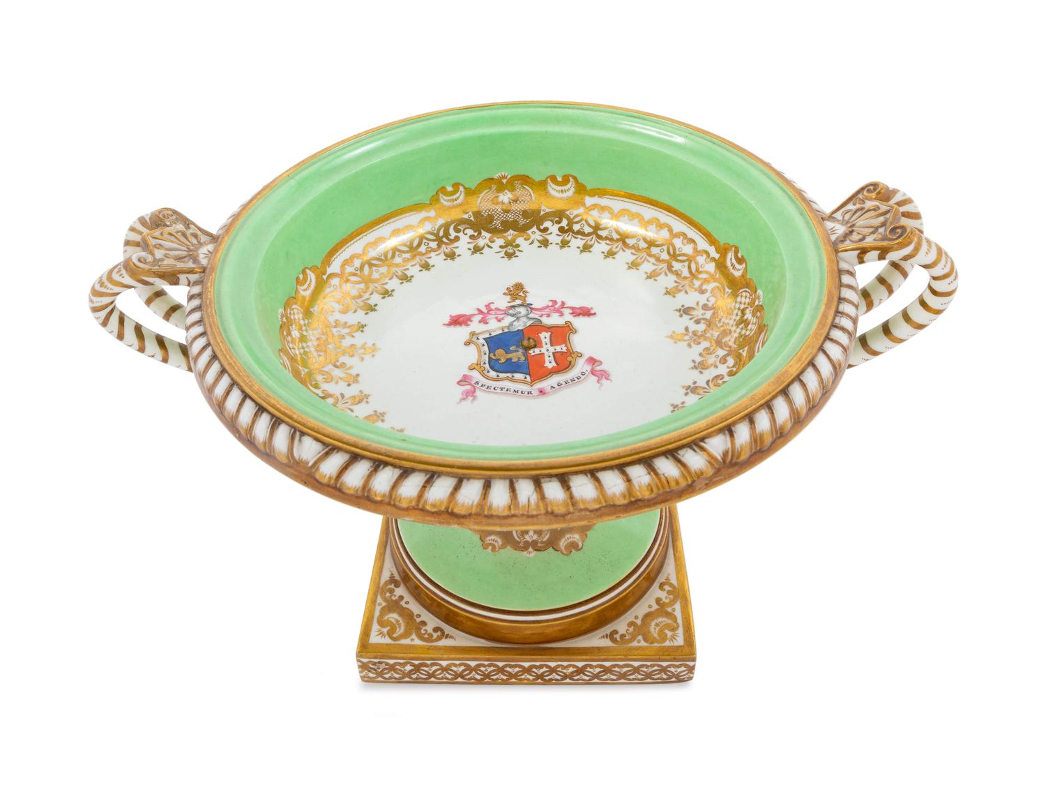 A Group of English Parcel Gilt Porcelain Table Articles