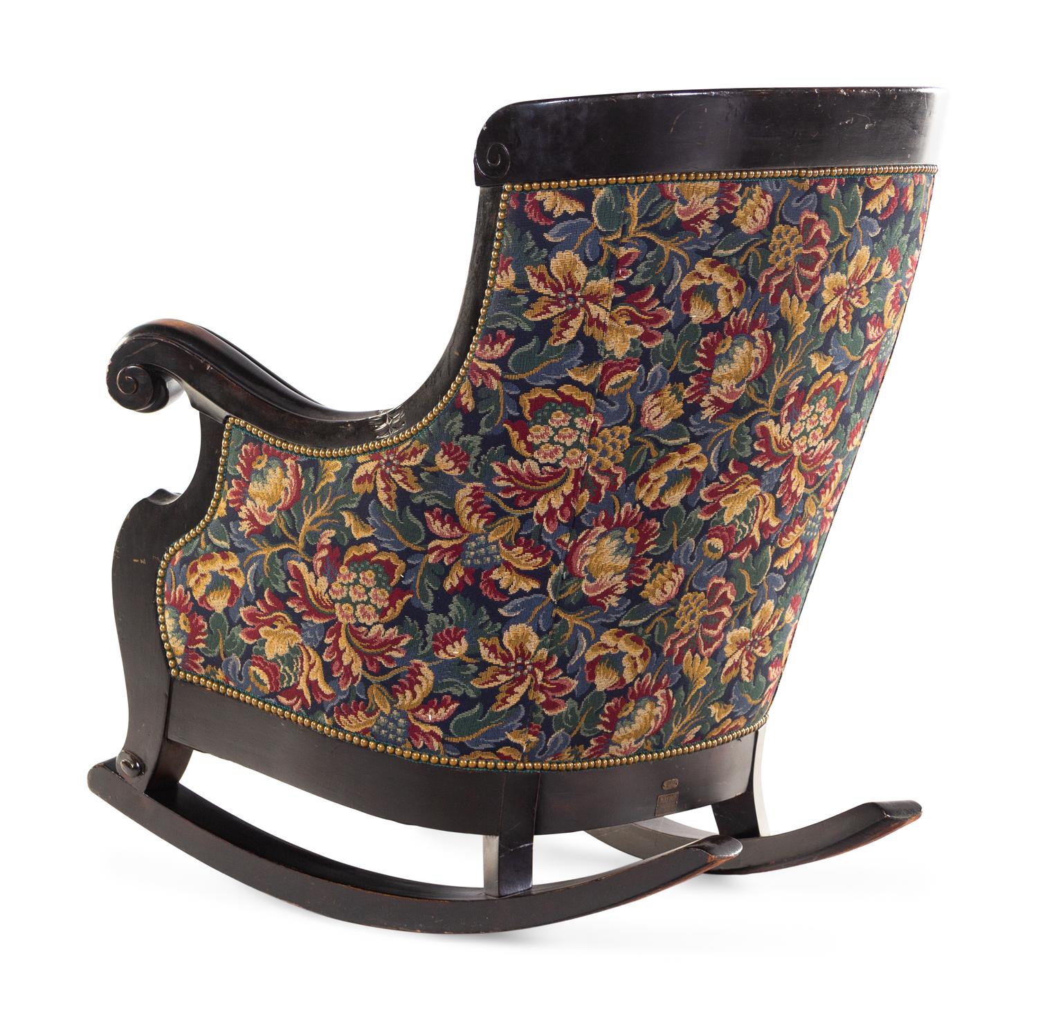 A Karpen Carved Mahogany Rocker