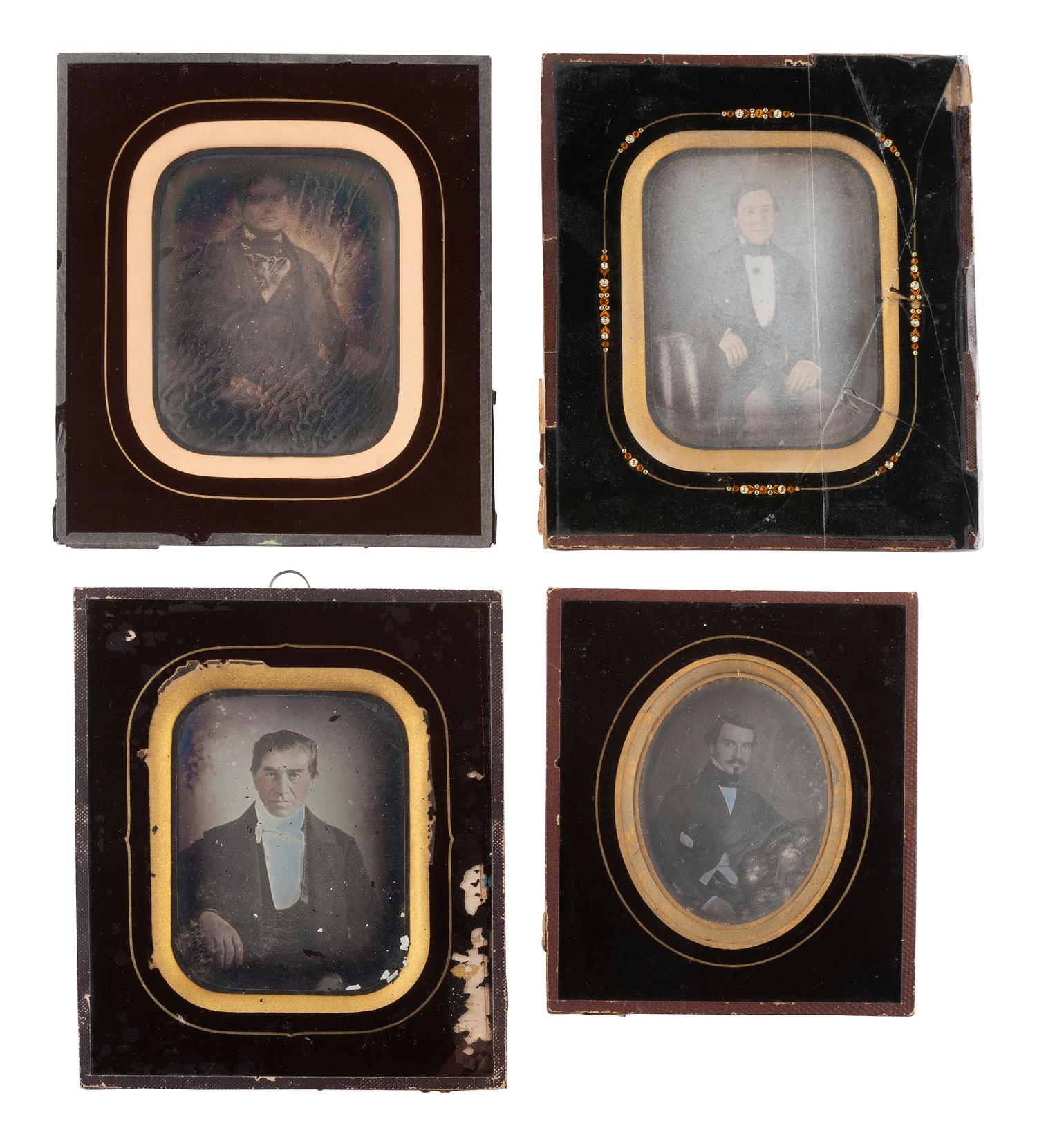 [EARLY PHOTOGRAPHY]. 15 European daguerreotypes of men housed in passe partout mounts.